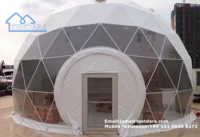 geodesic dome tent with glass door