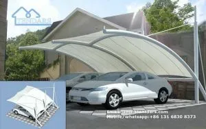 Charge de vent 120km/h Structure de membrane de tente de stationnement de voiture pour l’utilisation permanente de hangar de canopée